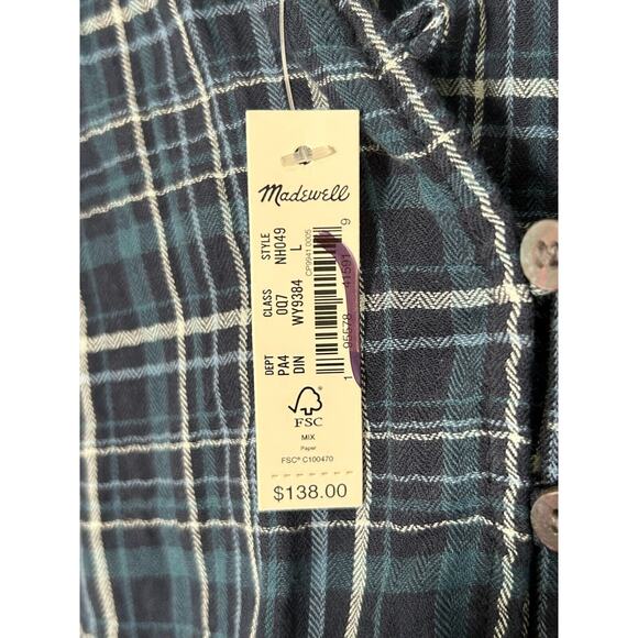 NWT Madewell Women's Gauze Ruffle Trimmed Mini Dress in Deep Indigo Plaid Size L - Picture 7 of 9